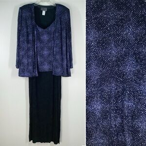 ALEX EVENINGS 2-Piece Evening Gown Set Glitter Jacket & Maxi Wedding 22W PETITE